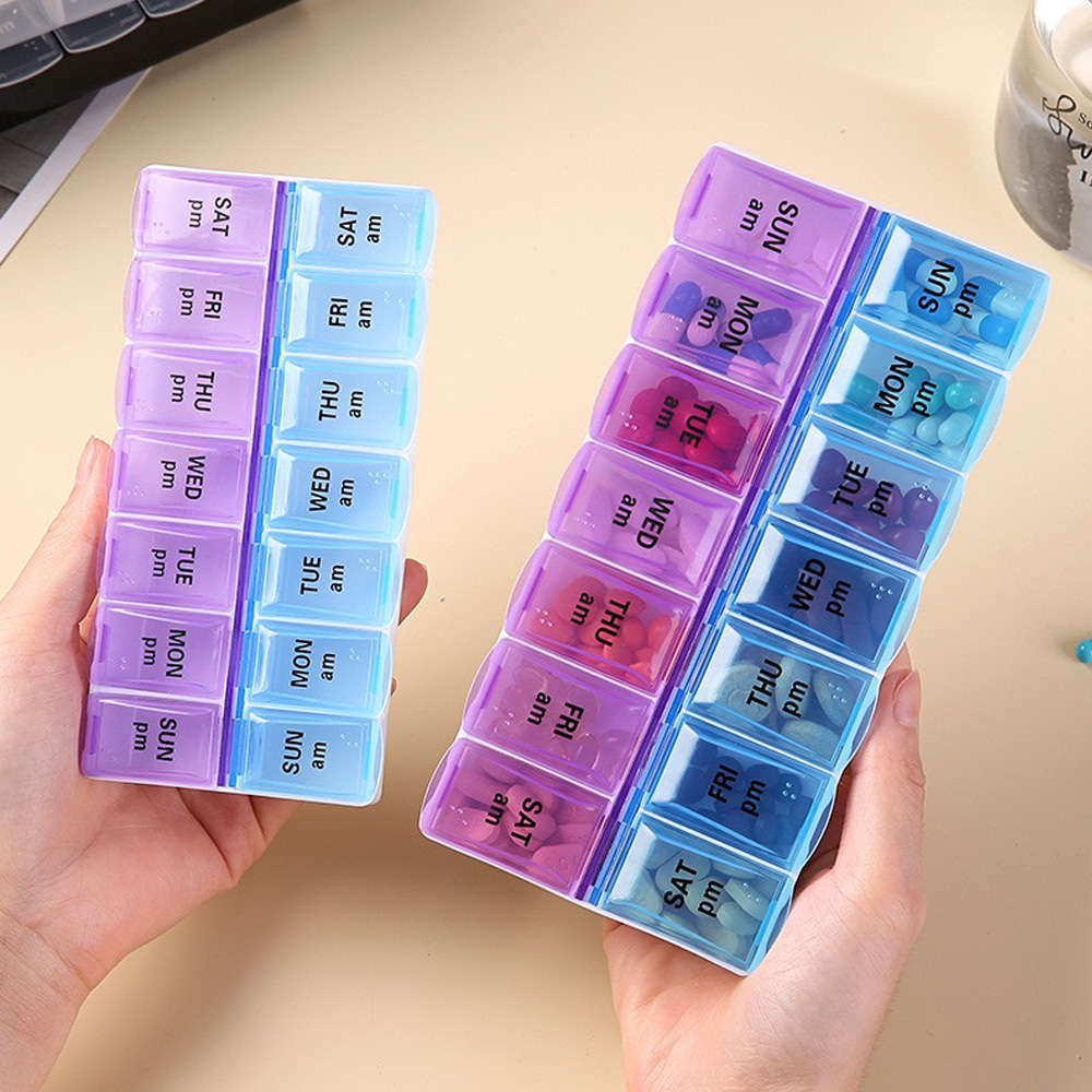Travel Accessories Box - 14개의 칸막이가 있는 독립형 알약 케이스