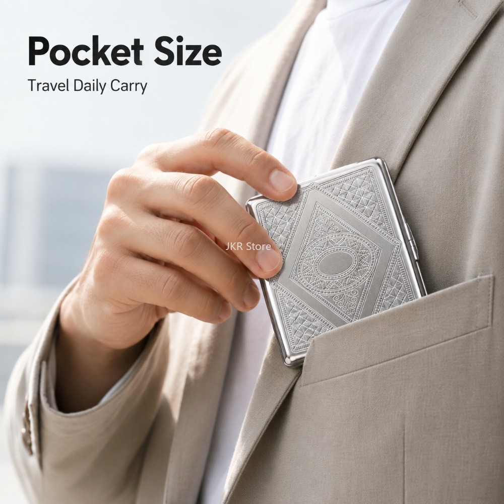 스테인리스 스틸 담배 케이스, 엠보싱 처리된 휴대용 금 - Travel Accessories Box 리뷰 및 가격