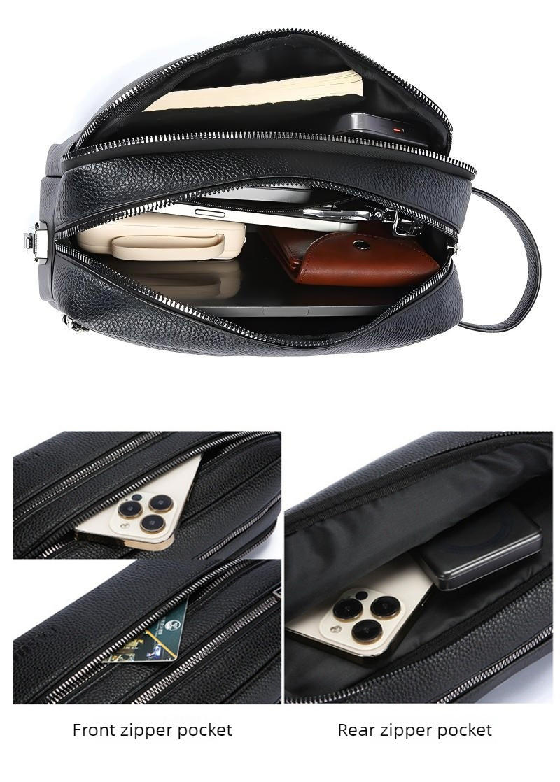 빈티지 남성용 핸드 클러치 백, 다층 지퍼 수납공간,  - Travel Accessories Box 리뷰 및 가격