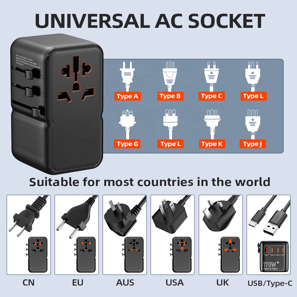 PD 170W 멀티 포트 국제 USB 전세계용 충전기  - Travel Adapter Universal 리뷰 및 가격
