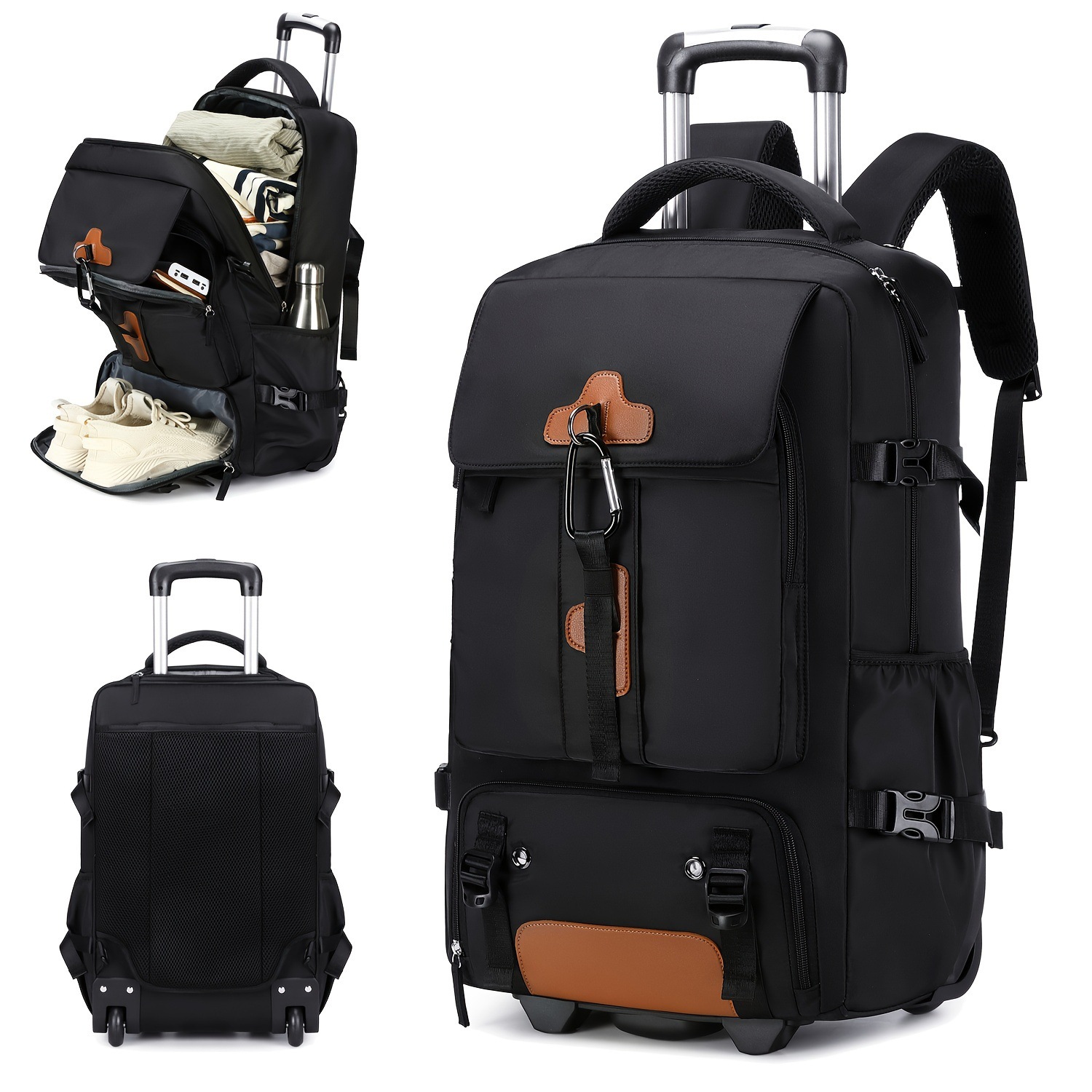 롤링 백팩 대용량 여행용 백팩 바퀴 달린 휴대용 수하물 - Travel Accessories Bag For Men 리뷰 및 가격