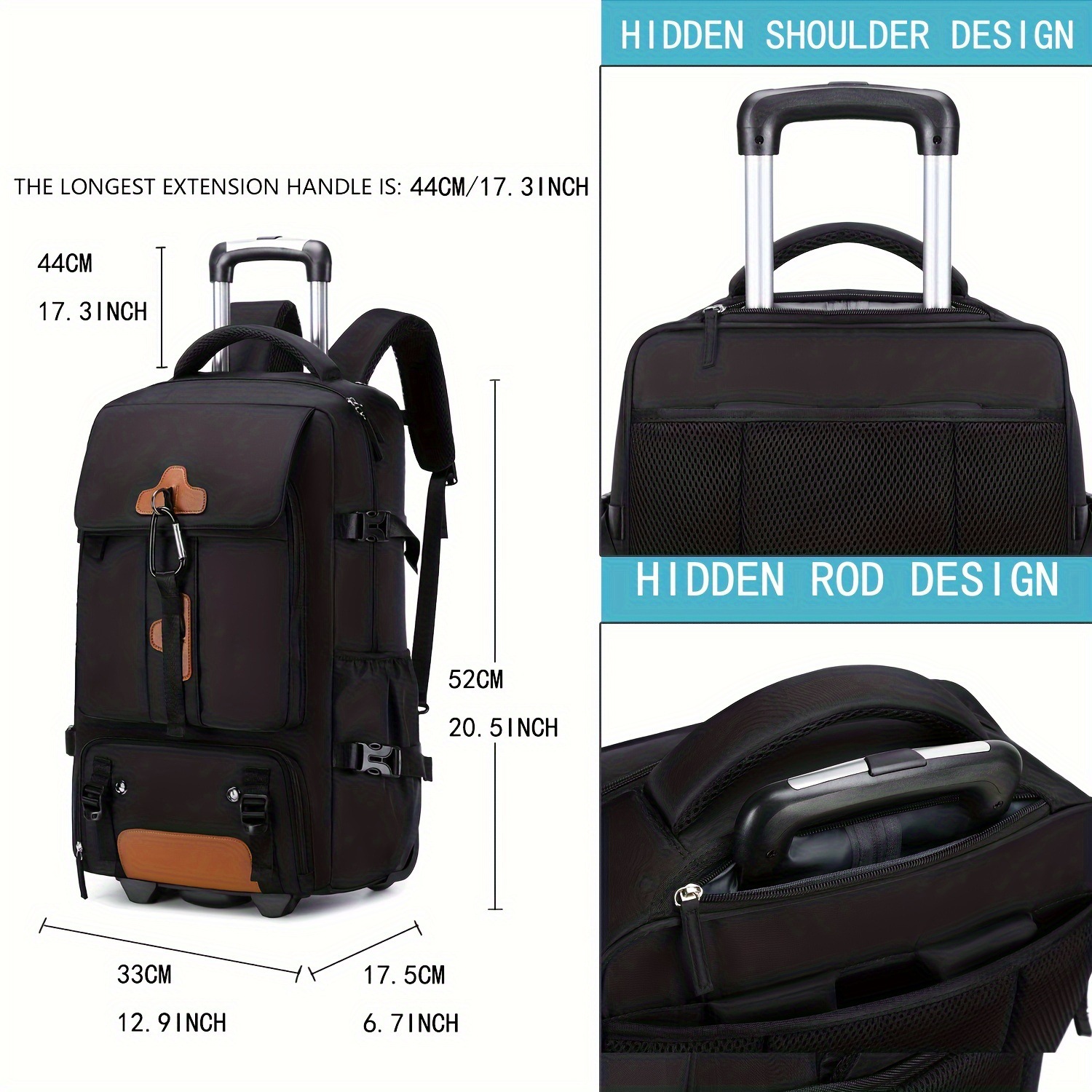 롤링 백팩 대용량 여행용 백팩 바퀴 달린 휴대용 수하물 - Travel Accessories Bag For Men 리뷰 및 가격