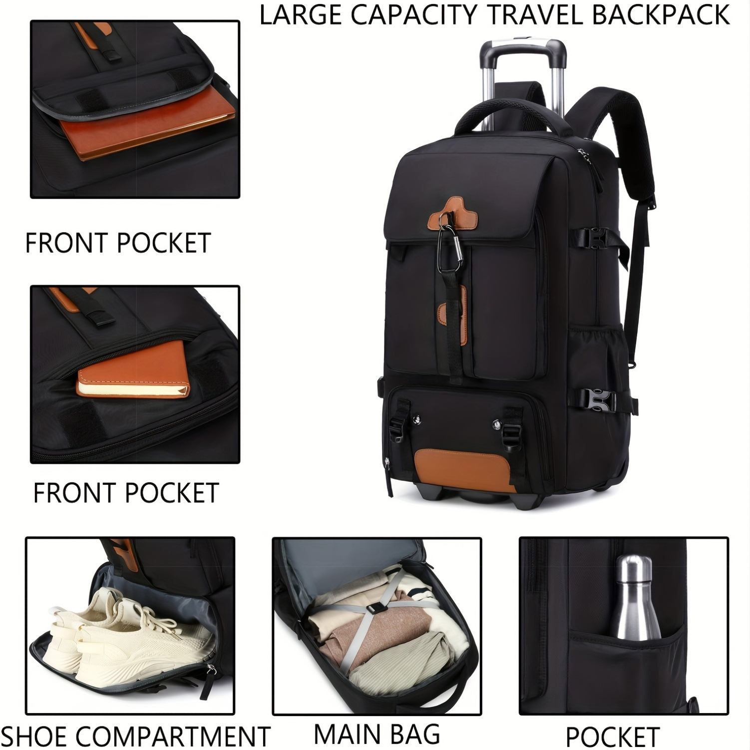 롤링 백팩 대용량 여행용 백팩 바퀴 달린 휴대용 수하물 - Travel Accessories Bag For Men 리뷰 및 가격