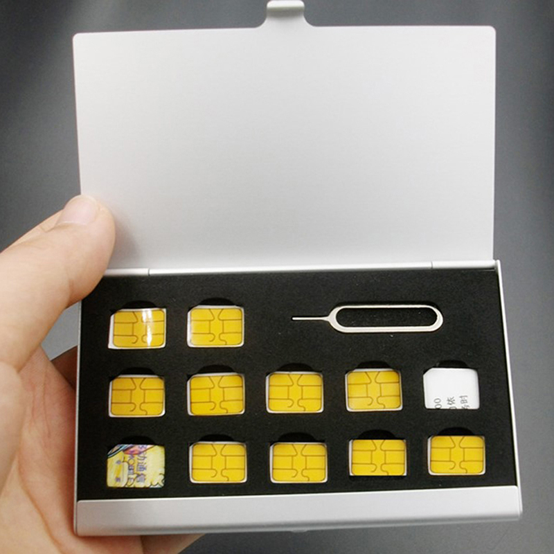 새로운 12 슬롯-NANO+1-슬롯-카드-핀 알루미늄  - Sim Card Holder Case 리뷰 및 가격