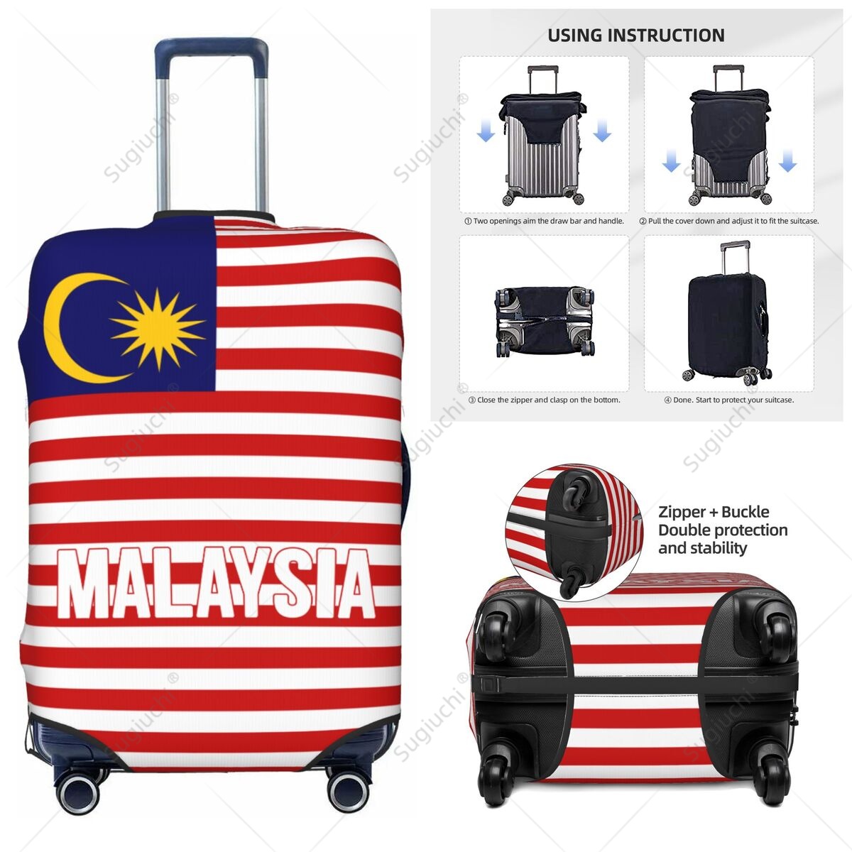 말레이시아 국기 수하물 커버 가방 탄성 먼지 케이스 여 - Travel Accessories Malaysia 리뷰 및 가격